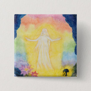 Engel und Regenbogen, Aquarellmalerei Button