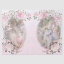 Engel und Rose und rosa Dekoupage