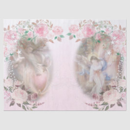 Engel und Rose und rosa Dekoupage Seidenpapier