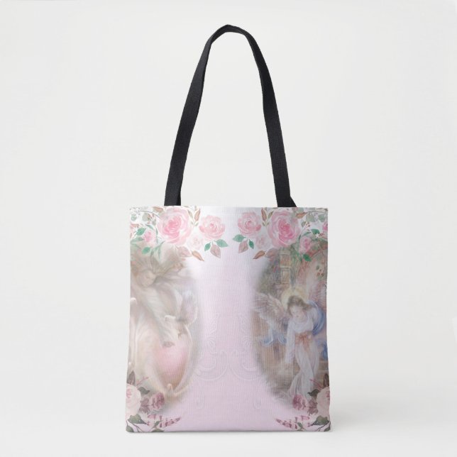 Engel und Rose und Rosa Tasche (Vorderseite)