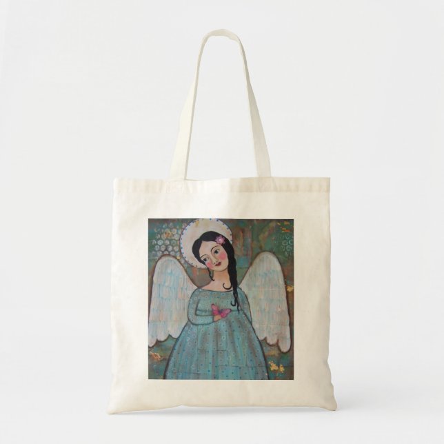 Engel und Schmetterlings-Leinwand-Taschen-Tasche Tragetasche (Vorne)