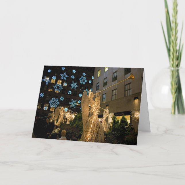 Engel und Schneeflocken Feiertagskarte (Vorderseite)