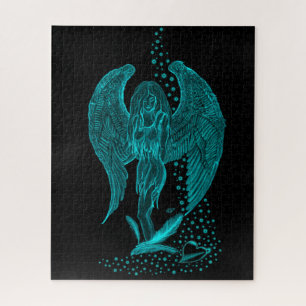 Engel verloren in Liebe, Schwarz und Grün Design