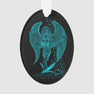 Engel verloren in Liebe, Schwarz und Grün Design Ornament