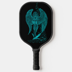Engel verloren in Liebe, Schwarz und Grün Design Pickleball Schläger