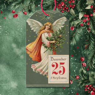 Engel-Victorian-Weihnachten 25. Dezember Set von Geschenkanhänger