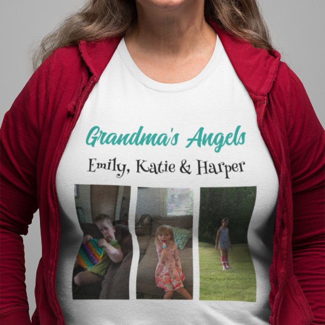 Engel von Oma | Personalisiertes Foto und Namen Große Größe T-Shirt (Von Creator hochgeladen)