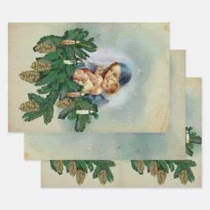Engel Weihnachten Mery und Jesus im Kerzenlicht Geschenkpapier Set