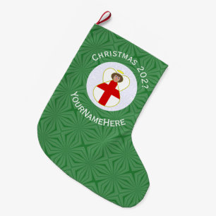 Engel Weihnachtsflagge Personalisiert Großer Weihnachtsstrumpf