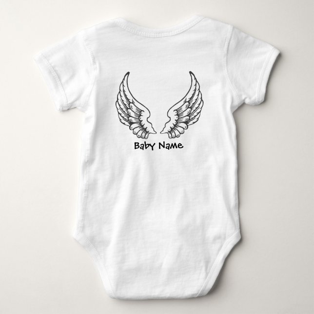 Engel Wings Baby-Namensbodysuit-Schwarzes Baby Strampler (Rückseite)