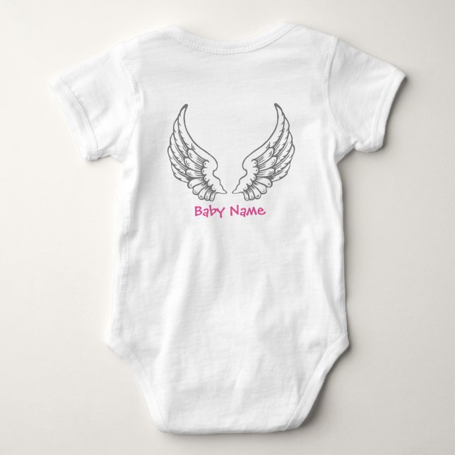 Engel Wings Baby-rosa Bodysuit-Namensgrau Baby Strampler (Rückseite)