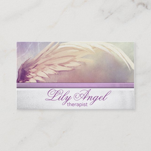 Engel Wings lila Lavendelgeschäftskarte Visitenkarte (Vorderseite)