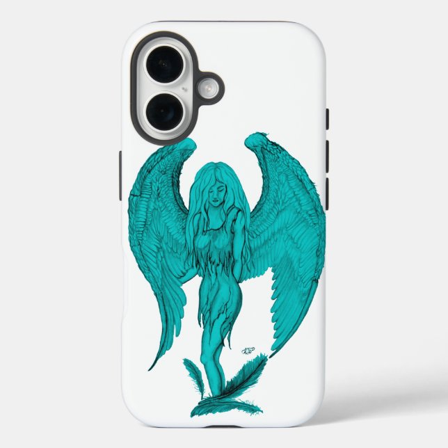 Engel, Zeichnend Stift iPhone 16 Hülle (Rückseite)