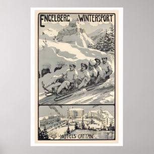 Engelberg Hotels Cattani Wintersport Schweiz Poster