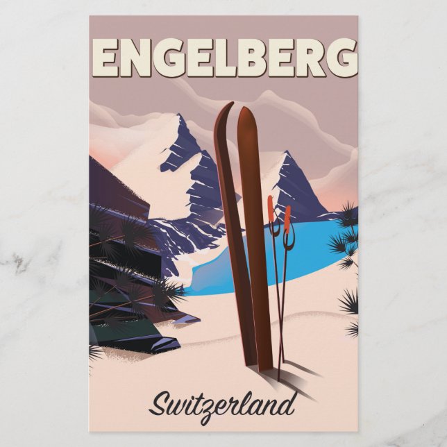 Engelberg Schweiz Skifahrplakat Briefpapier (Vorderseite)