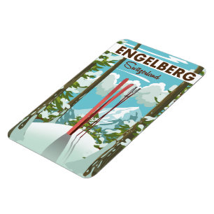 Engelberg Schweiz Skiplakat Magnet