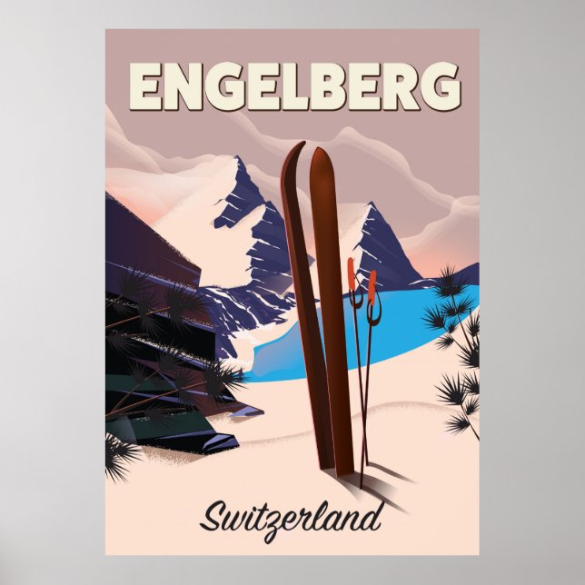 Engelberg Suisse poster de voyage ski (Devant)