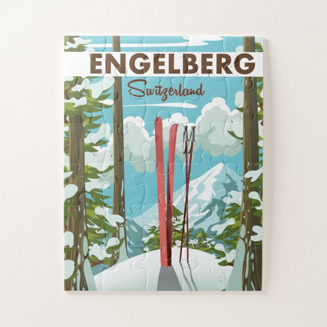 Engelberg Switzerland ski poster  (Vertikal)