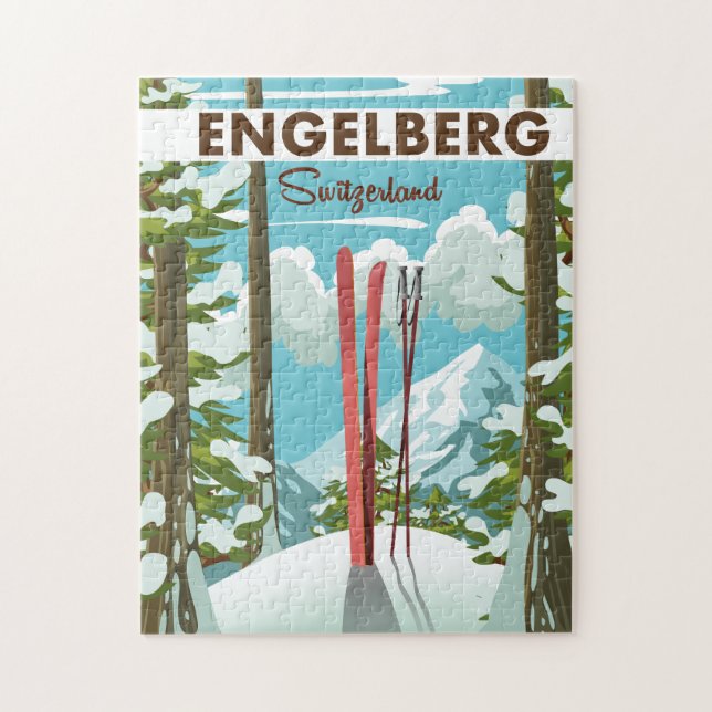 Engelberg Switzerland ski poster  (Vertikal)