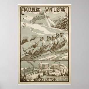 Engelberg Wintersport, Schweiz, Skiposter Poster