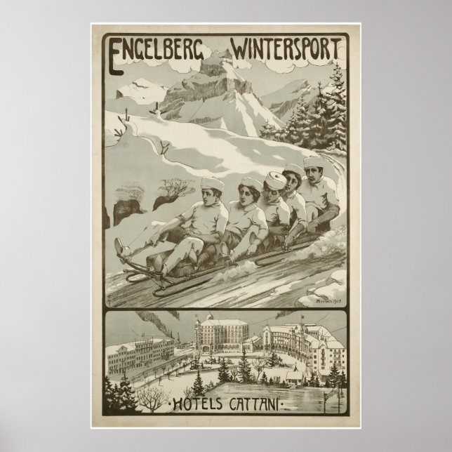 Engelberg Wintersport, Suisse, Affiche de ski (Devant)