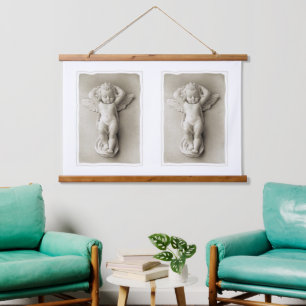Engelchen aus Holz mit Topped Wall Wandteppich Mit Holzrahmen