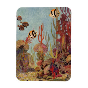 Engelhai in Korallen, Vintage Tropenfische im Ozea Magnet
