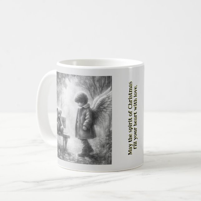 Engeljungen mit Teddybär Kaffeetasse (Vorderseite Links)