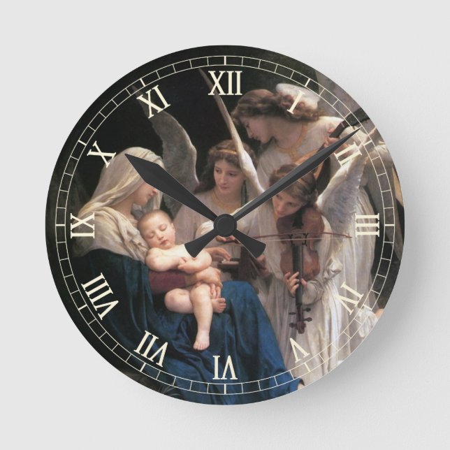Engellied (1881) von Bouguereau Runde Wanduhr (Vorderseite)