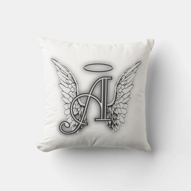 Engels-Alphabet ein Anfangsletzteres Wings Halo Kissen (Vorderseite)