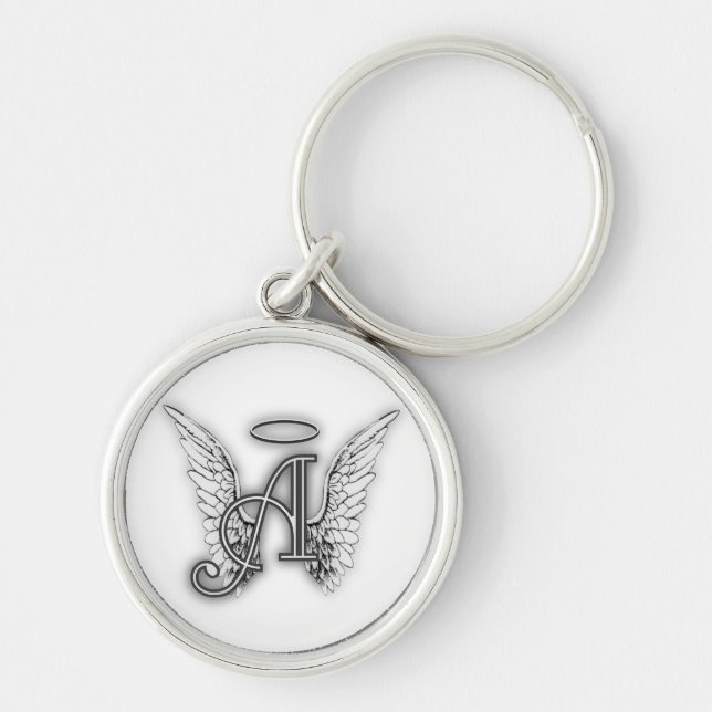 Engels-Alphabet ein Anfangsletzteres Wings Halo Schlüsselanhänger (Vorne)