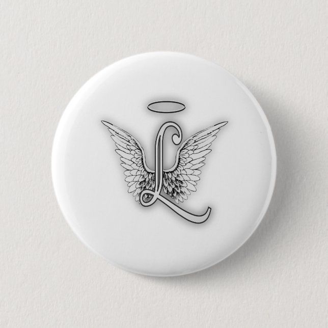 Engels-Alphabet L Anfangsbuchstabe Wings Halo Button (Vorderseite)