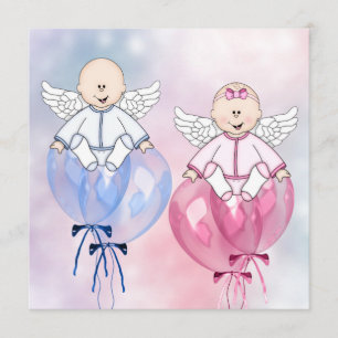 Engels Ballons Rosa und Blau Reveal Einladung