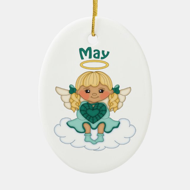 Engels-Blondine Mais Birthstone Keramik Ornament (Vorne)