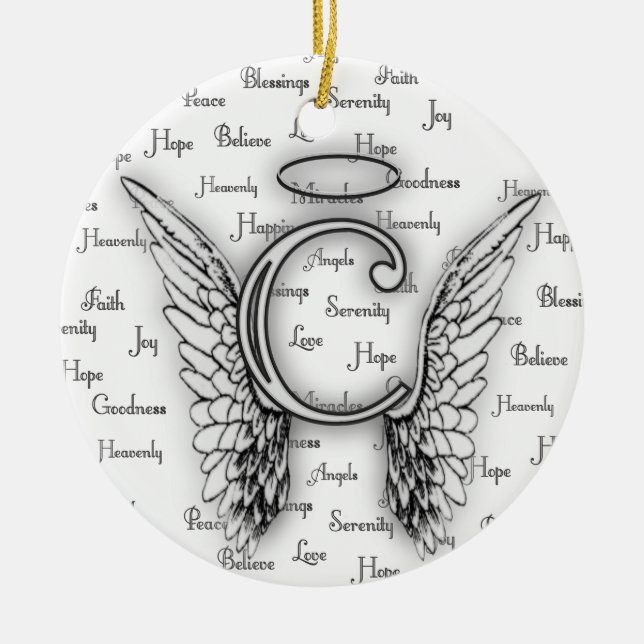 Engels-Flügel mit Positiv fasst Monogramm C ab Keramikornament (Vorne)