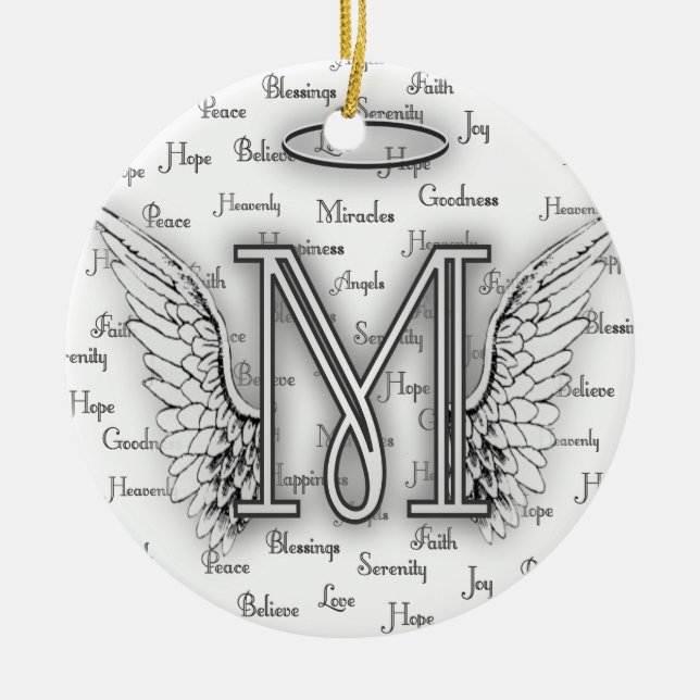 Engels-Flügel mit Positiv fasst Monogramm L ab Keramik Ornament (Vorne)