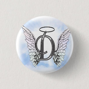 Engels-Flügel und Halo-Monogramm-Buchstabe D Button