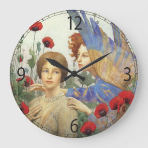 Engels-, Frauen- und Blumenwanduhr Große Wanduhr