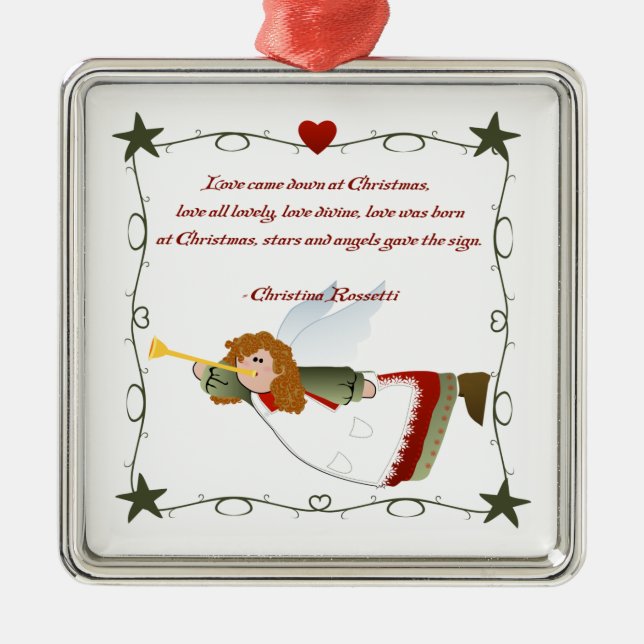 Engels-Gedicht-Weihnachtsverzierung Silbernes Ornament (Vorne)