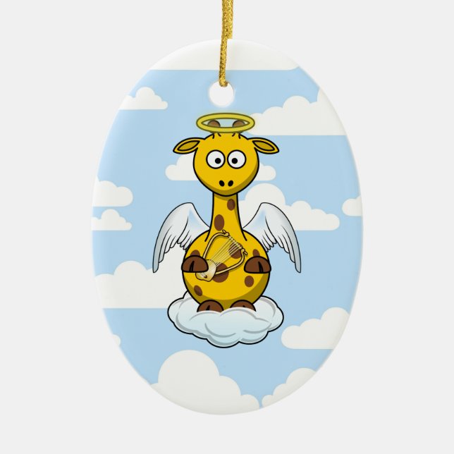 Engels-Giraffe in den Wolken Keramik Ornament (Vorne)