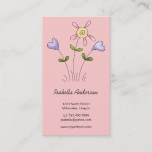 Engels-Mätzchen · Blumen-Herzen · Lila Visitenkarte