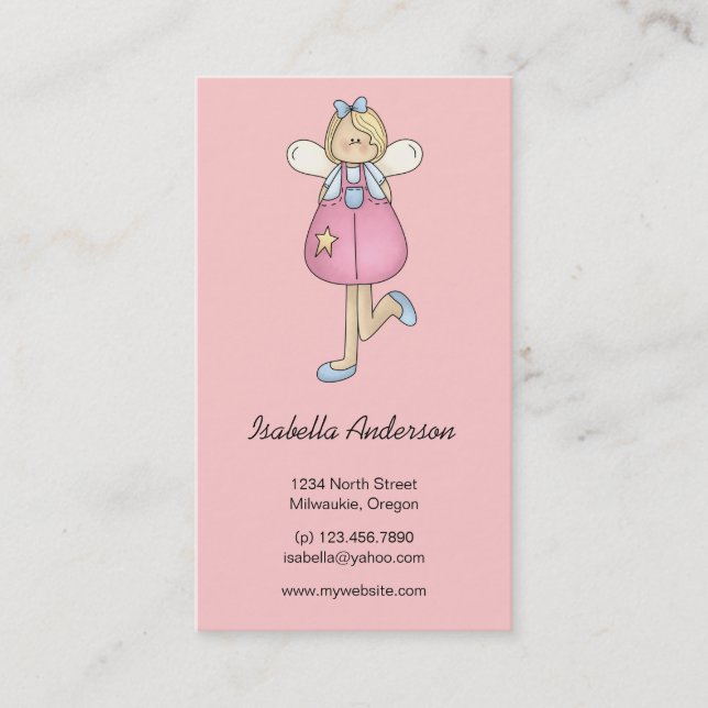 Engels-Mätzchen · Engel · Rosa Visitenkarte (Vorderseite)