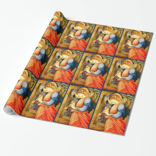 Engels-Musiker, der ein Flageolett-Weihnachten Geschenkpapier (Ungerollt)