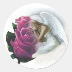 Engels-Rosen-Aufkleber Runder Aufkleber