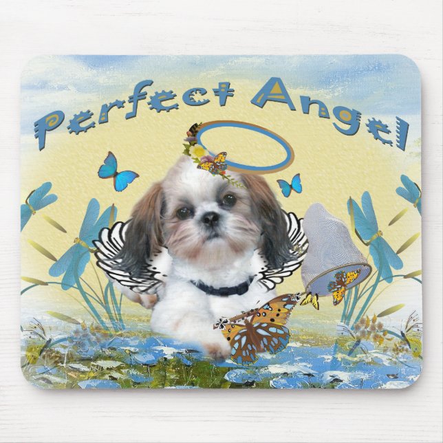 Engels-Schmetterlings-Fängerkarten Shih Tzu Mousepad (Vorne)