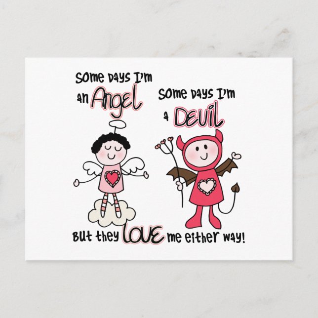 Engels-Teufel Postkarte (Vorderseite)