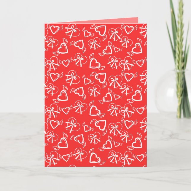 Engels Valentinstag-Herzen-Muster Karte (Vorderseite)