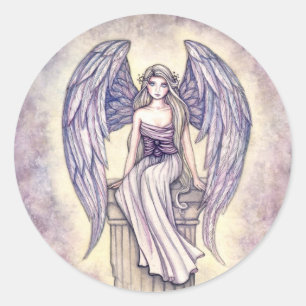 Engelsaufhänger-Sticker von Molly Harrison Runder Aufkleber