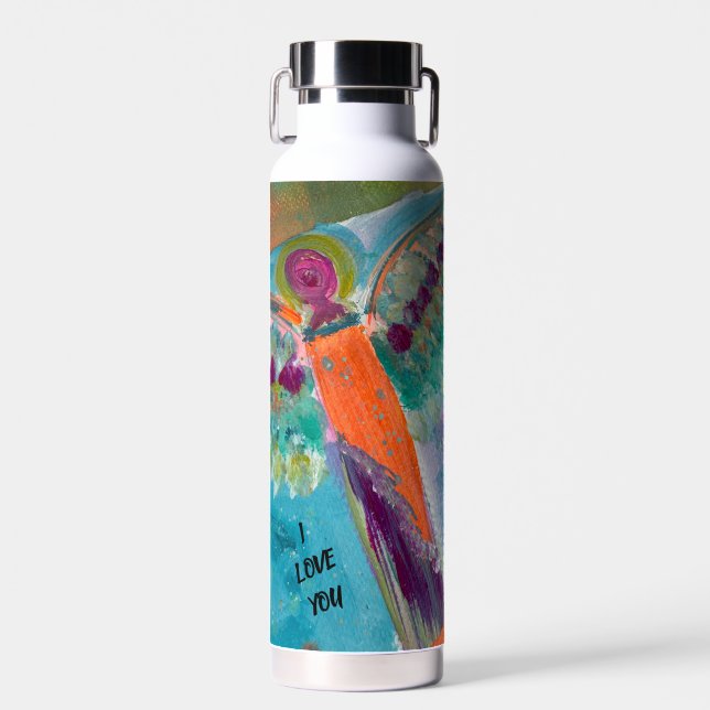 Engelsbotschaft Wasserflasche mit Originalkunst Trinkflasche (Vorne)