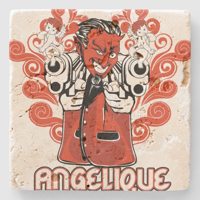 Engelschwarz Steinuntersetzer (Vorderseite)